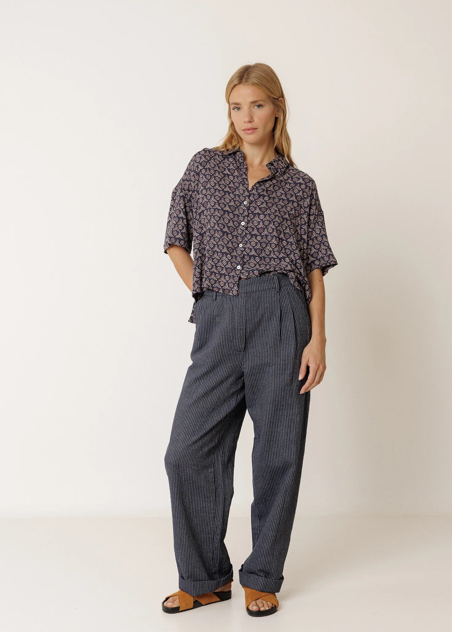 Indi & Cold - Oversize Block Print Blouse -