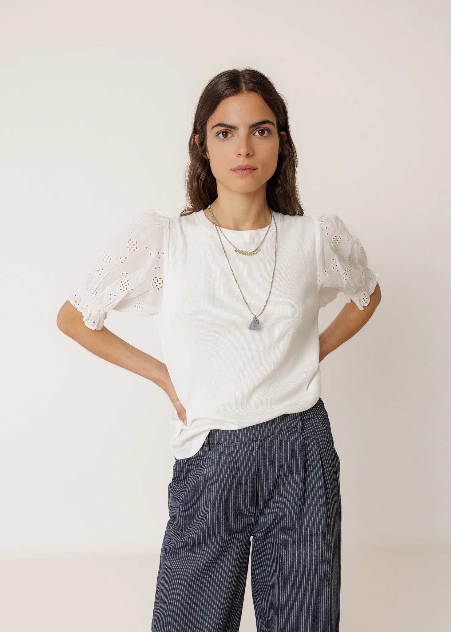 Indi & Cold - Balloon-Sleeve T-Shirt - White