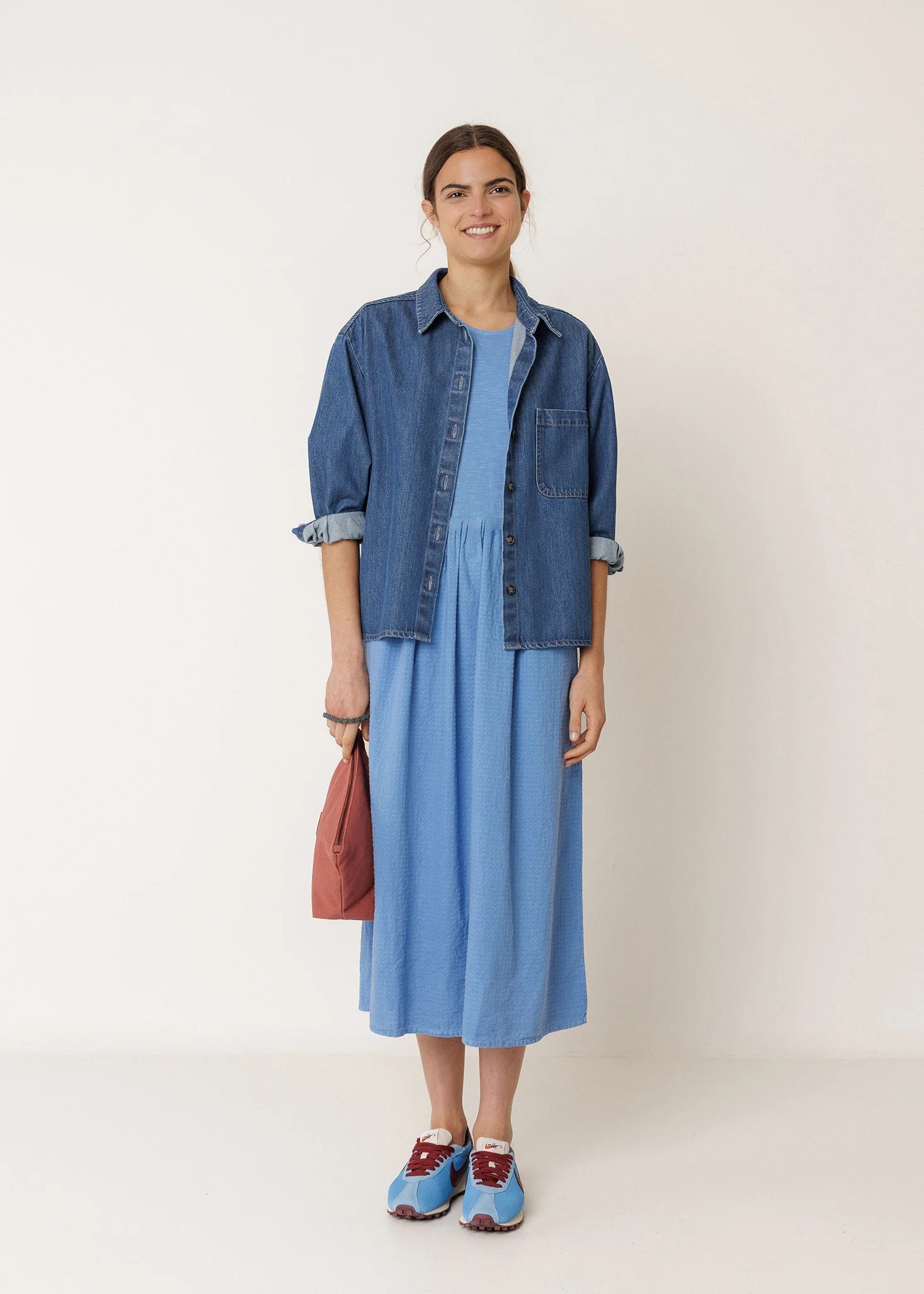 Indi & Cold - Combination Midi Dress - British Blue
