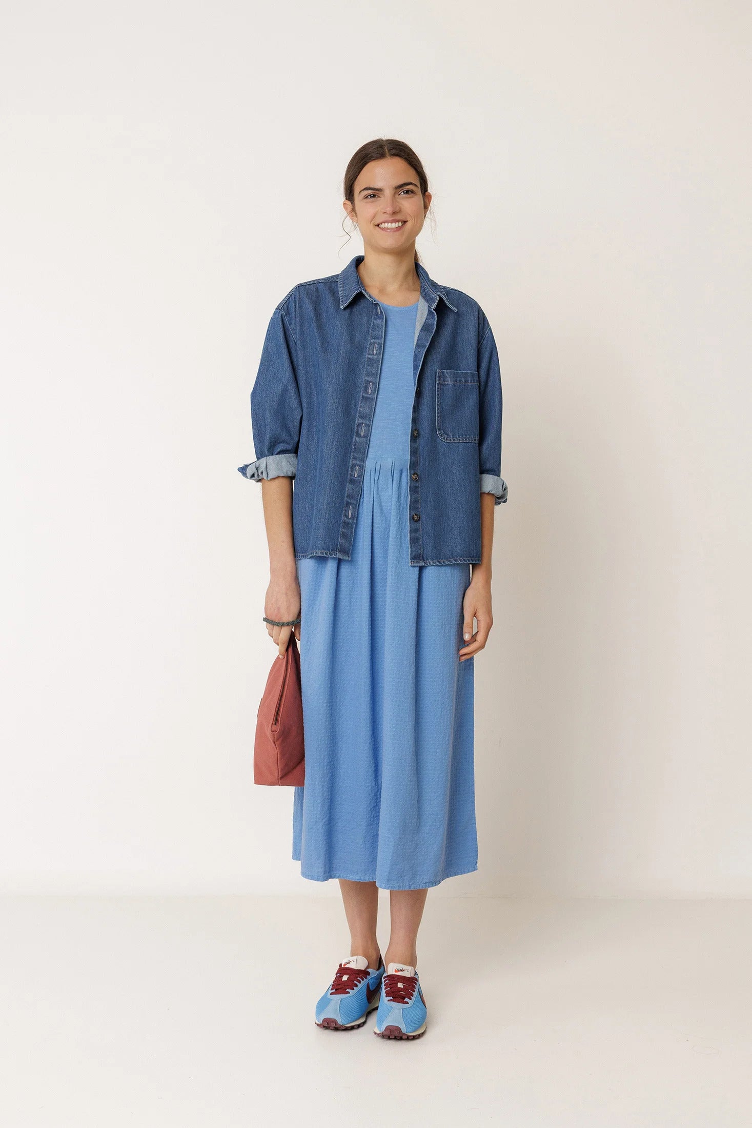 Indi & Cold - Combination Midi Dress - British Blue