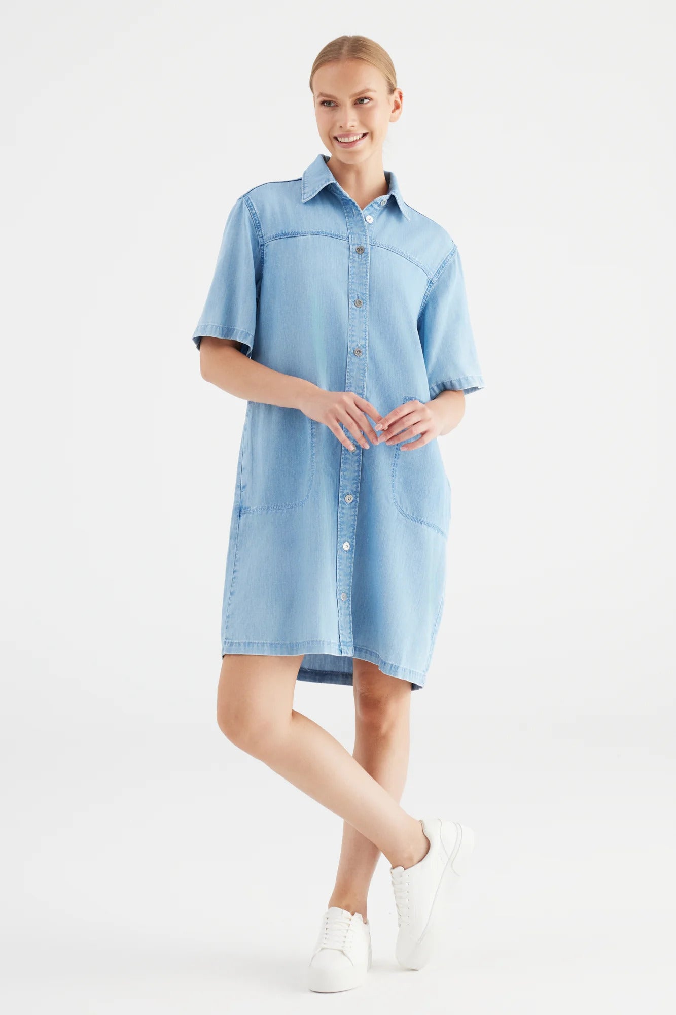 Cup of Joe - Nikki Relaxed Denim Dress - Light Blue