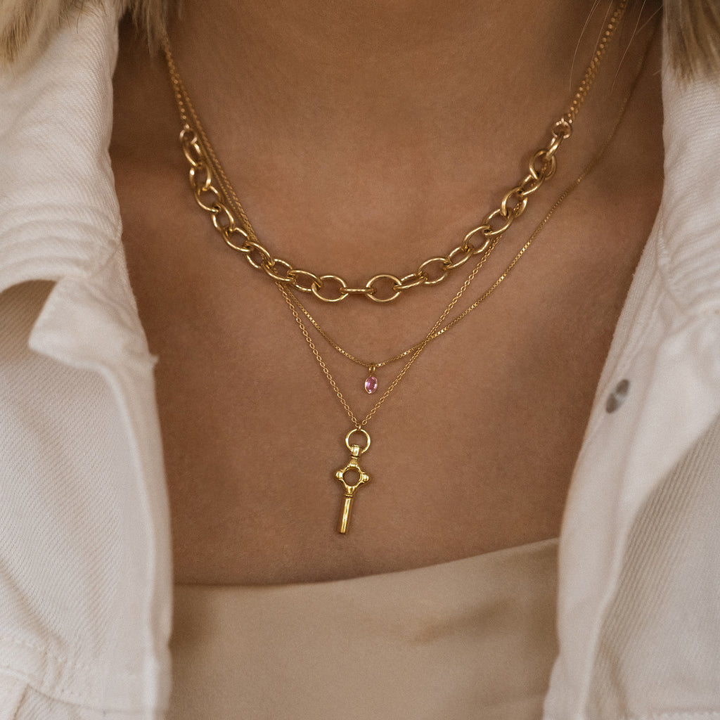 Leah Alexandra - Sofia Slice Necklace Pink Sapphire -