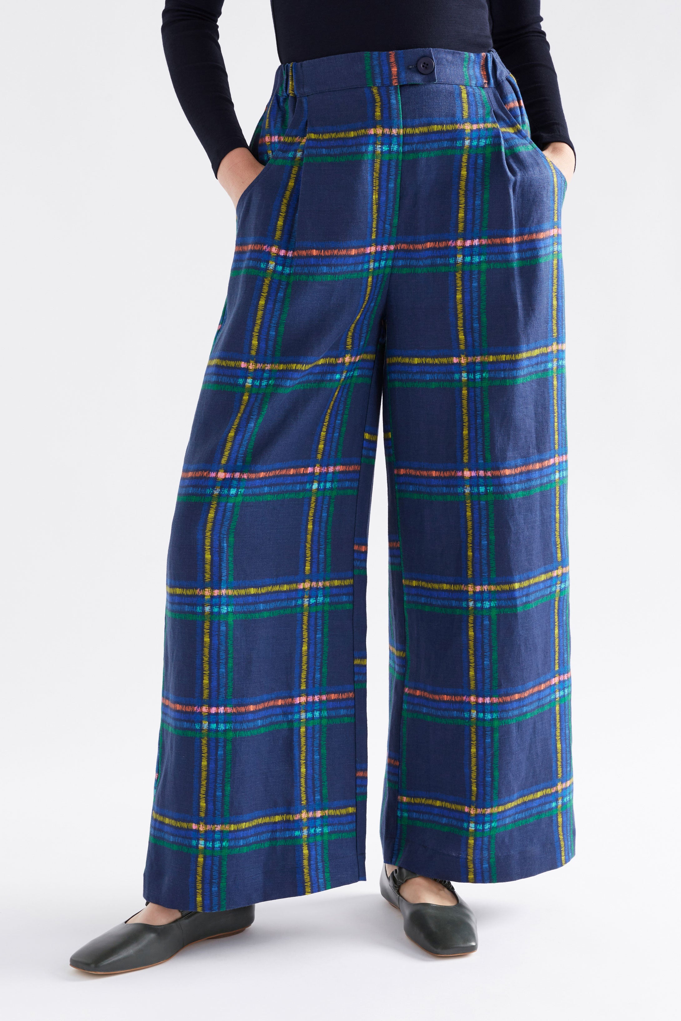 【SATIIIZ】Bains Oxford Curved Pants Teresa Wide Leg Jeans In Plus Size With 1 1/2