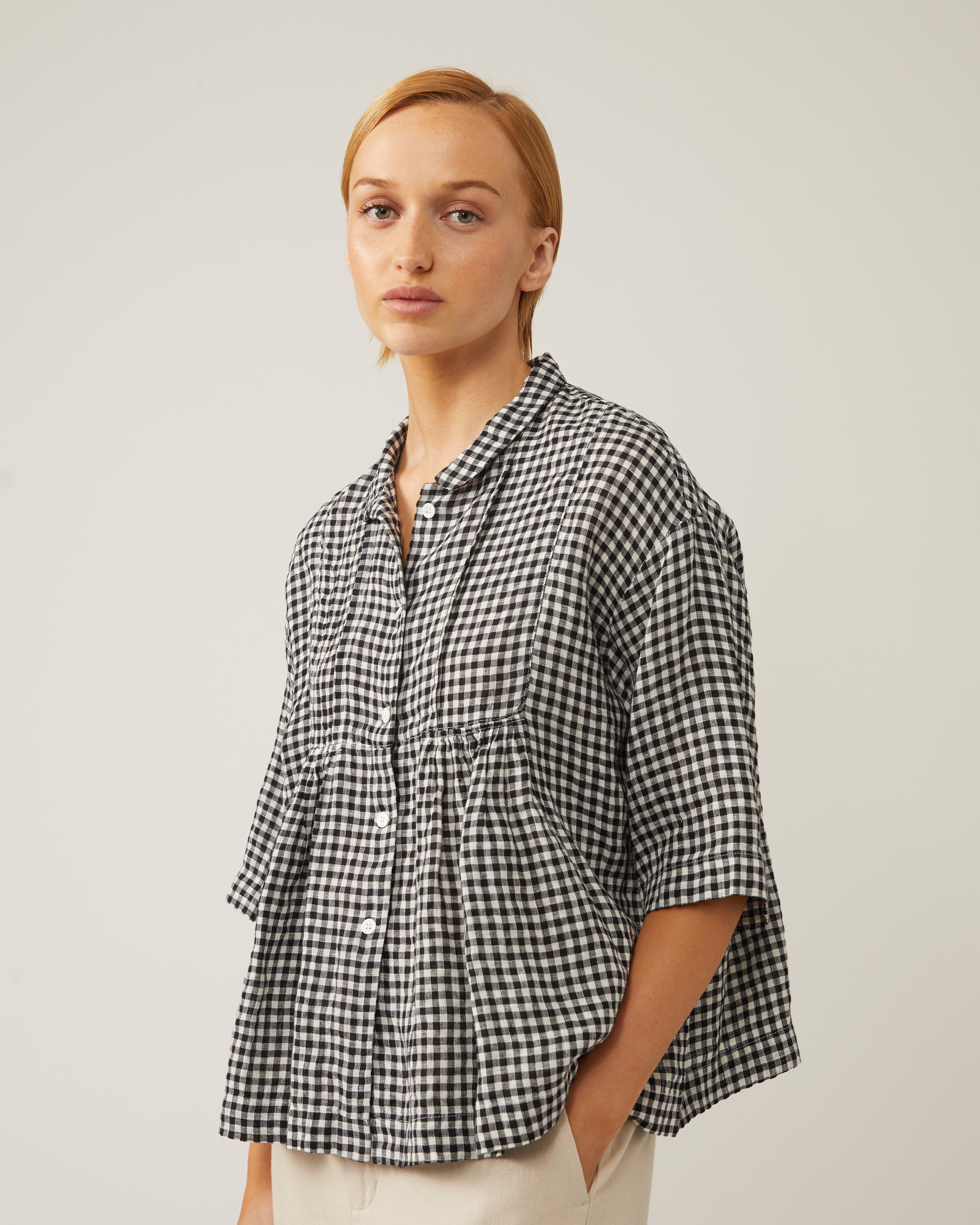 Naïf - Louison Gingham Blouse - Black White