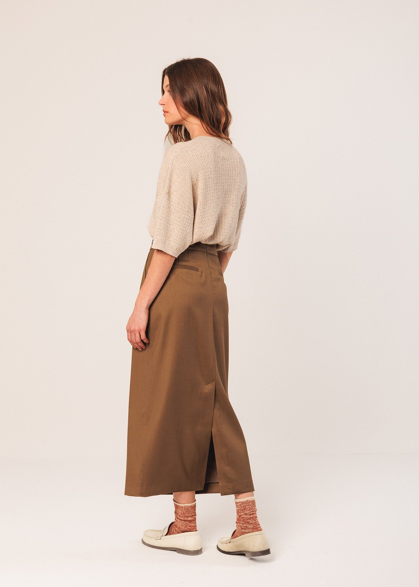 Indi & Cold - Short Sleeve Cable Knit Sweater -