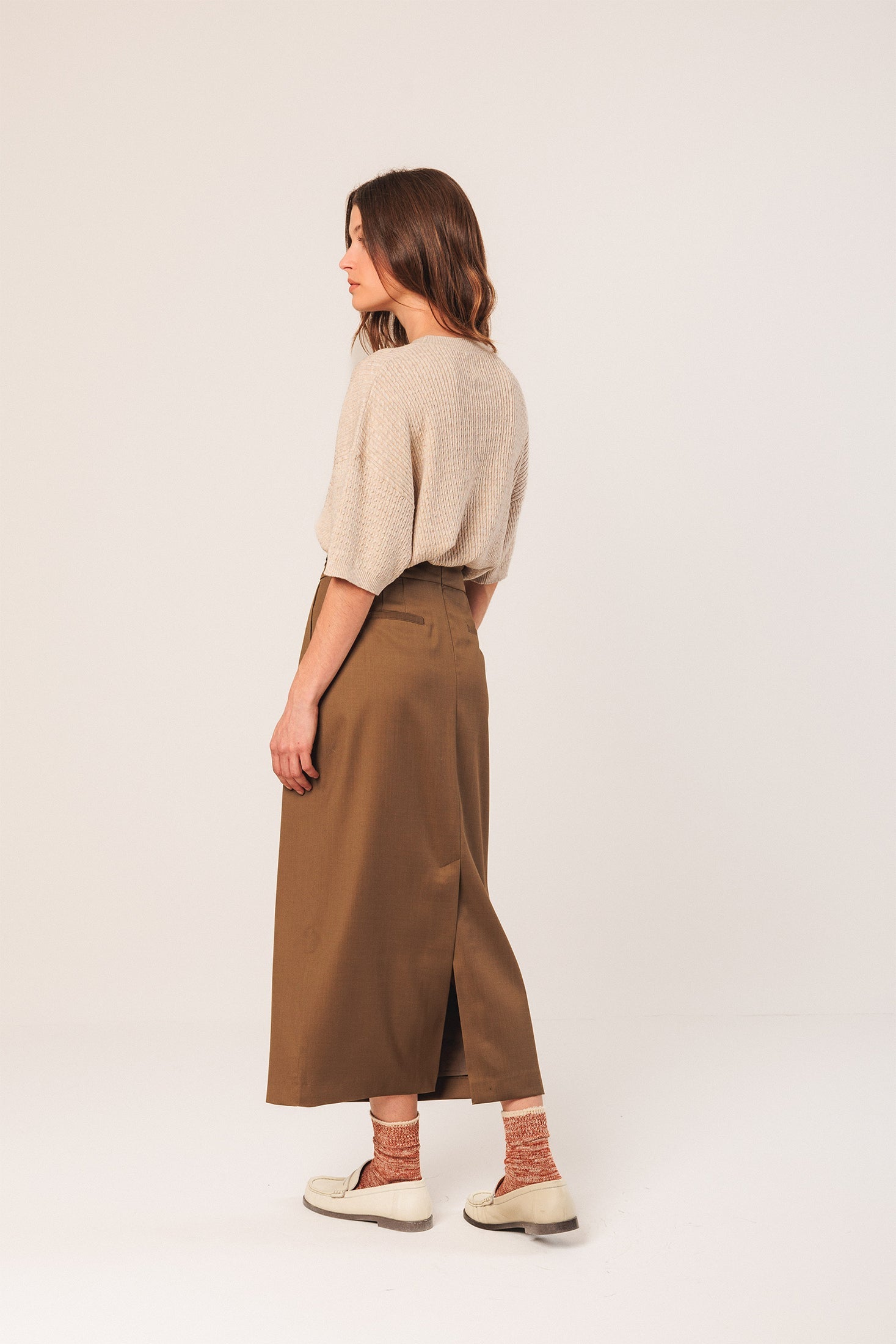 Indi & Cold - Short Sleeve Cable Knit Sweater -