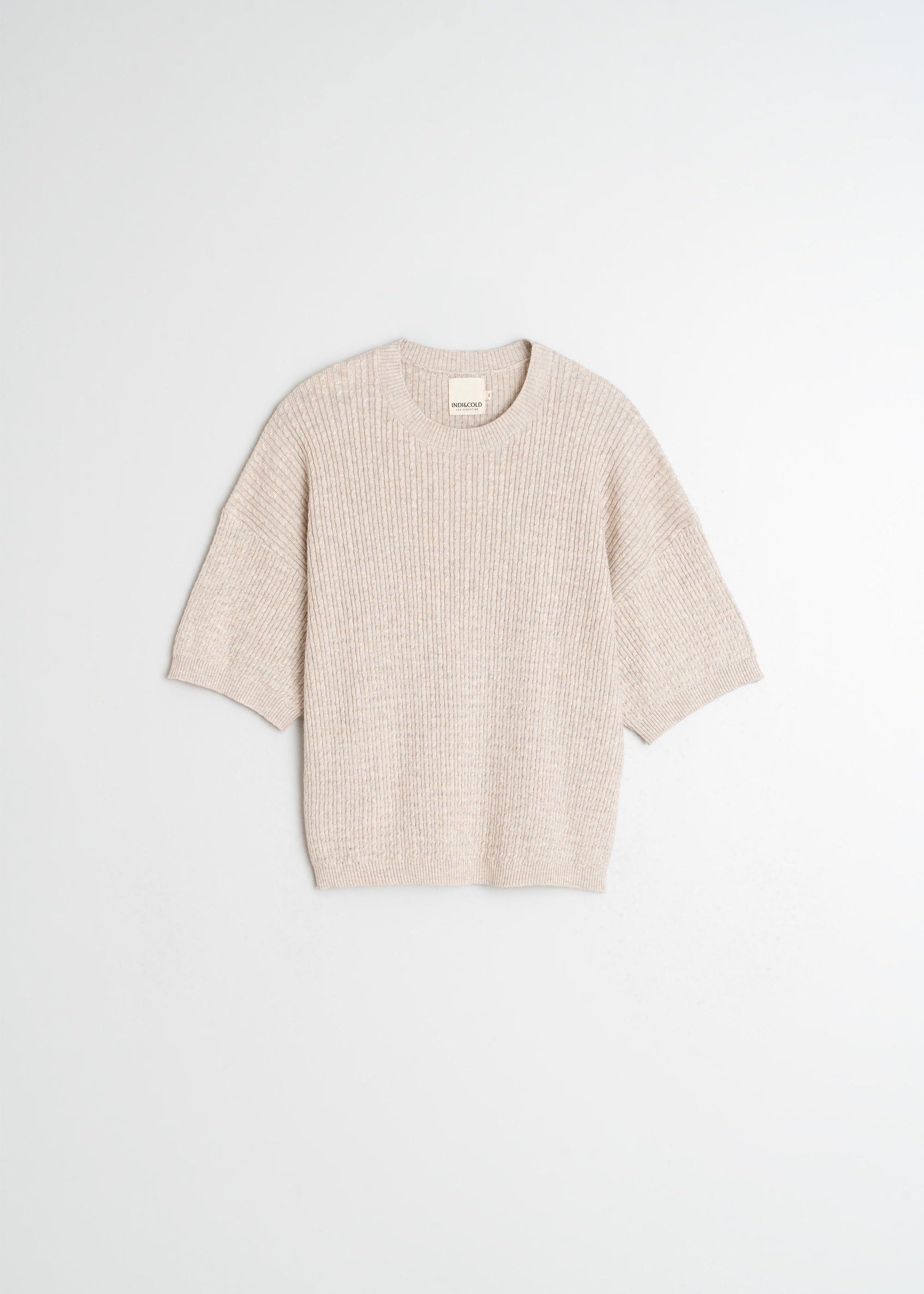 Indi & Cold - Short Sleeve Cable Knit Sweater -