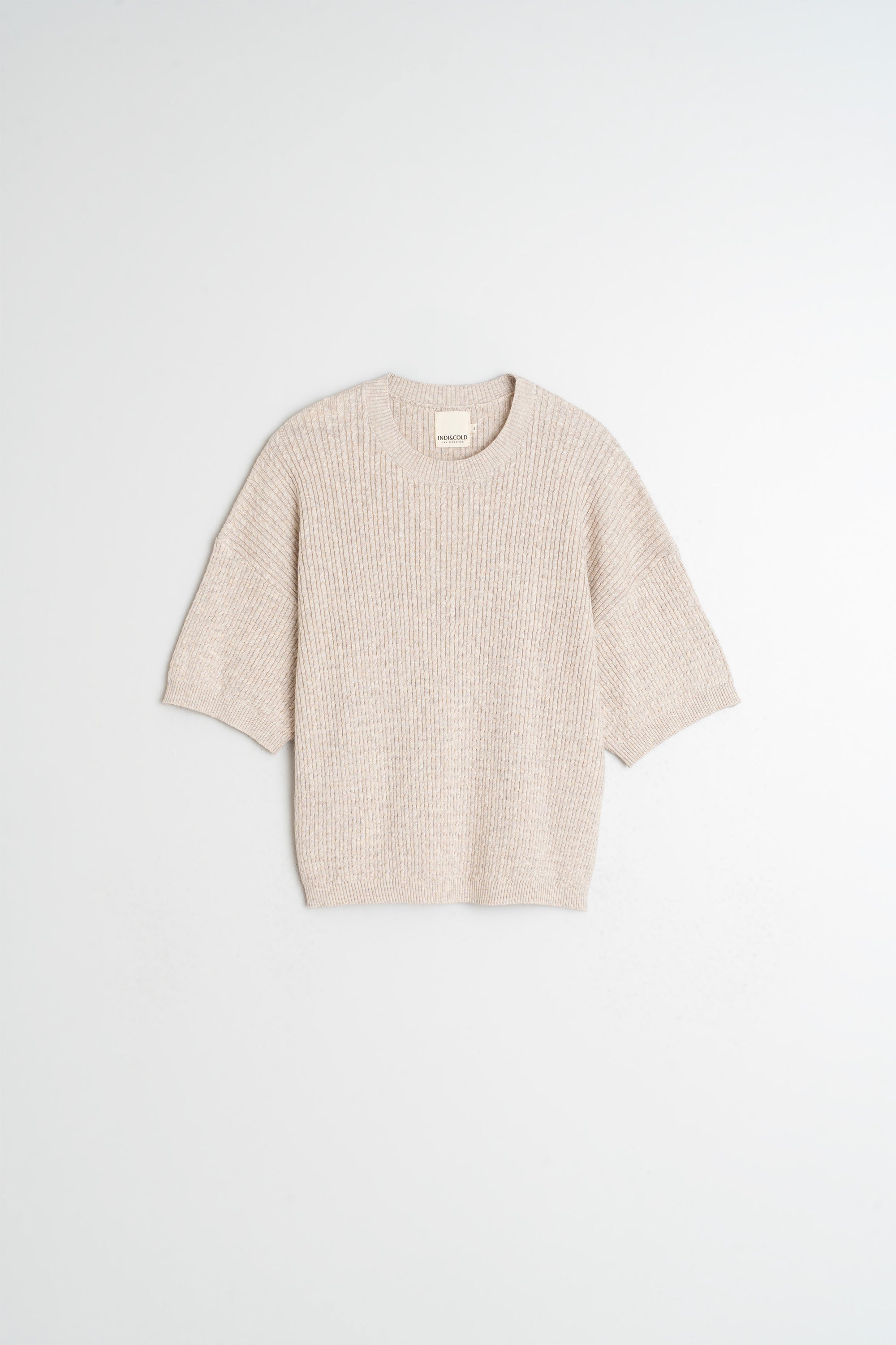Indi & Cold - Short Sleeve Cable Knit Sweater -