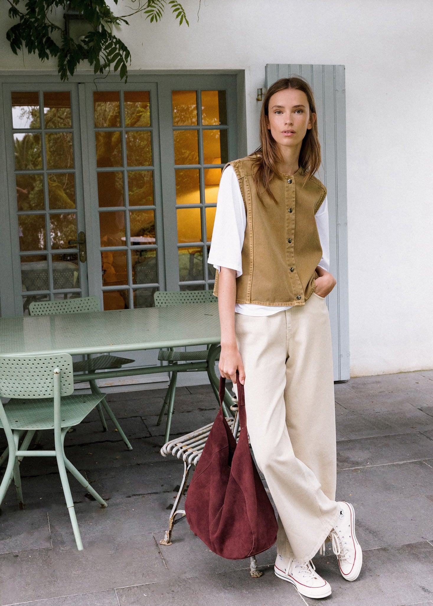 Indi & Cold - Split Leather Tote Bag – Garnet -