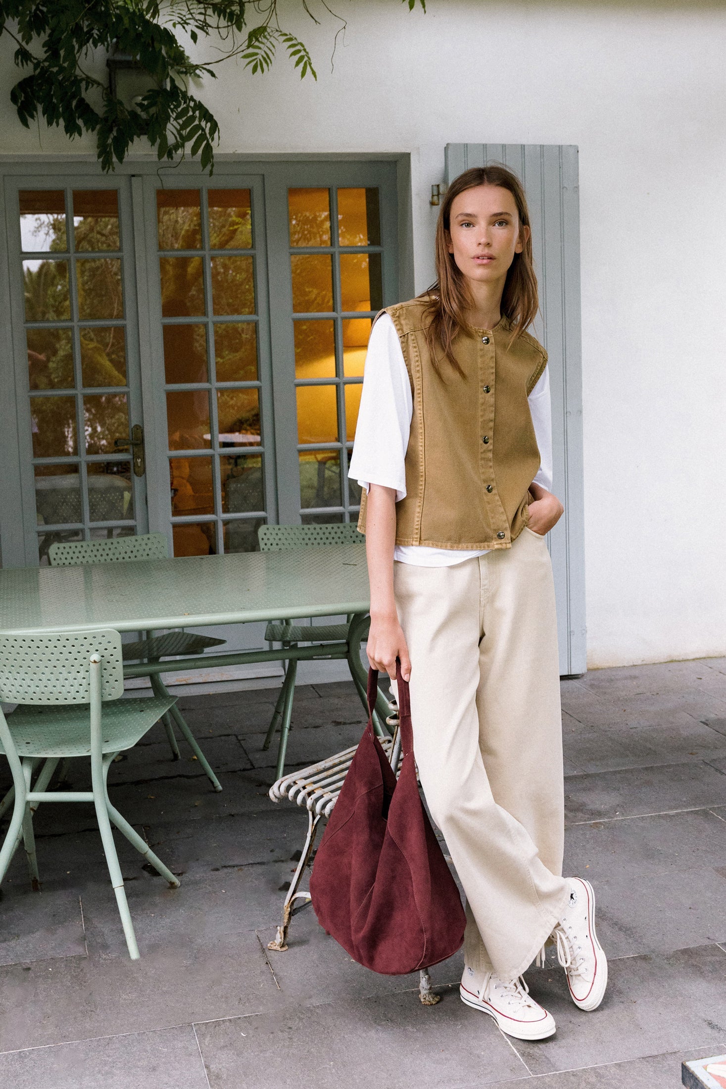 Indi & Cold - Split Leather Tote Bag – Garnet -