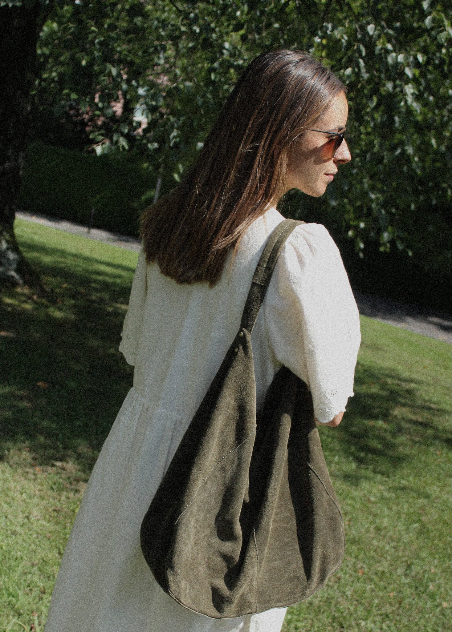 Indi & Cold - Split Leather Tote Bag – Khaki -