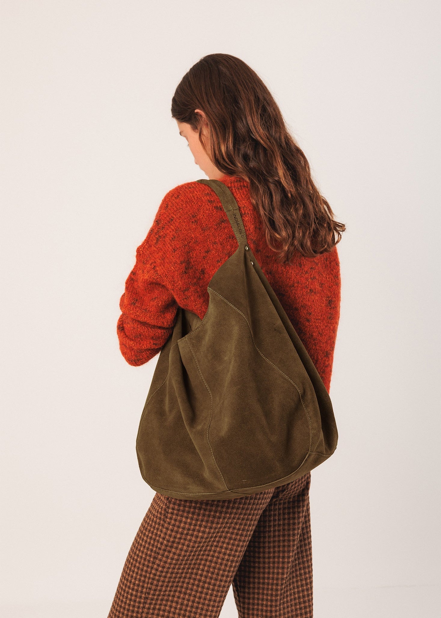 Indi & Cold - Split Leather Tote Bag – Khaki -