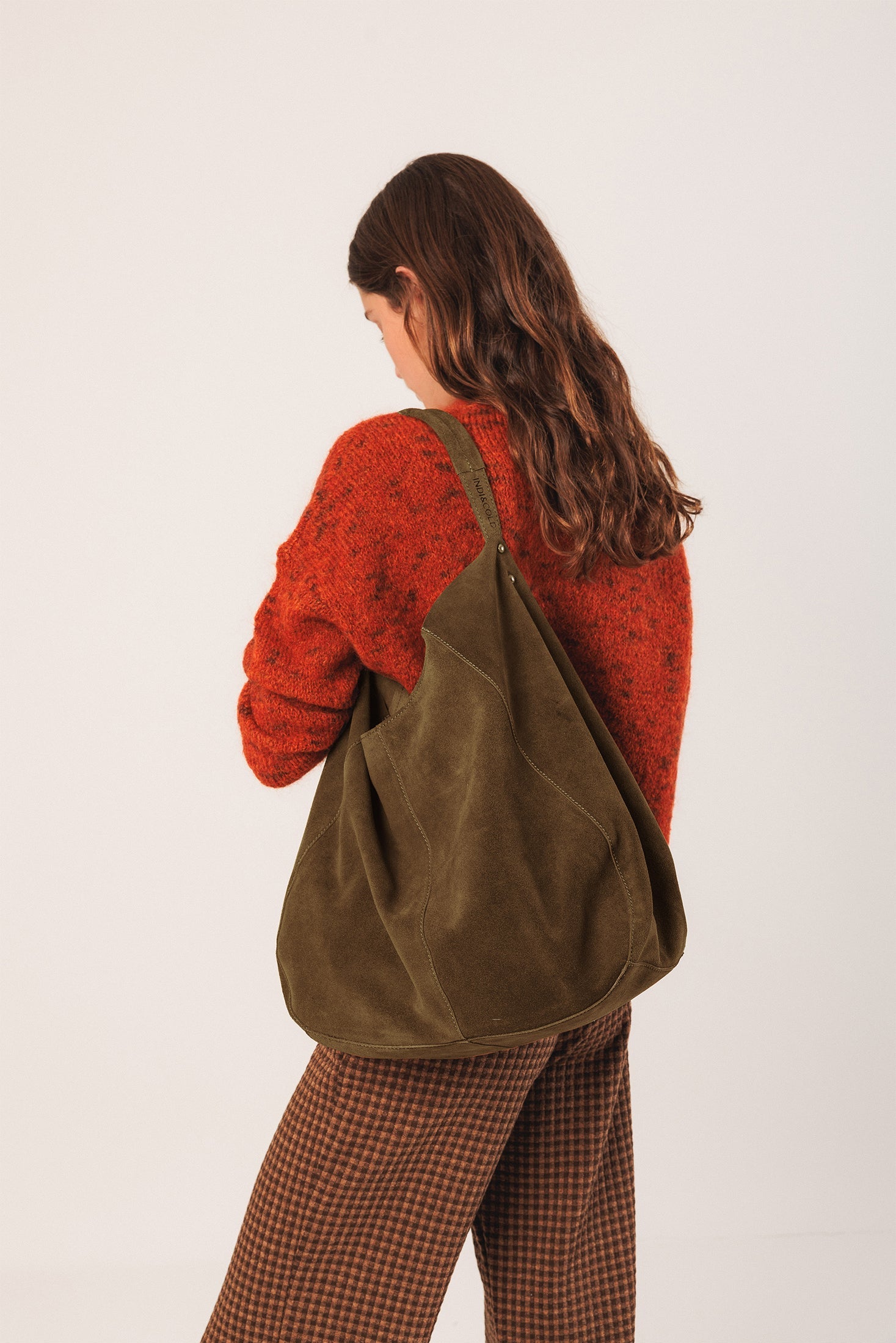 Indi & Cold - Split Leather Tote Bag – Khaki -