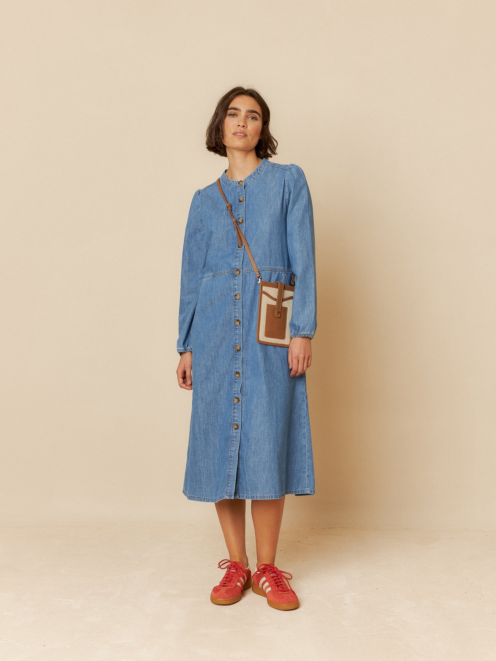 Indi & Cold - Midi cotton shirt dress for Woman - Size M - Blue