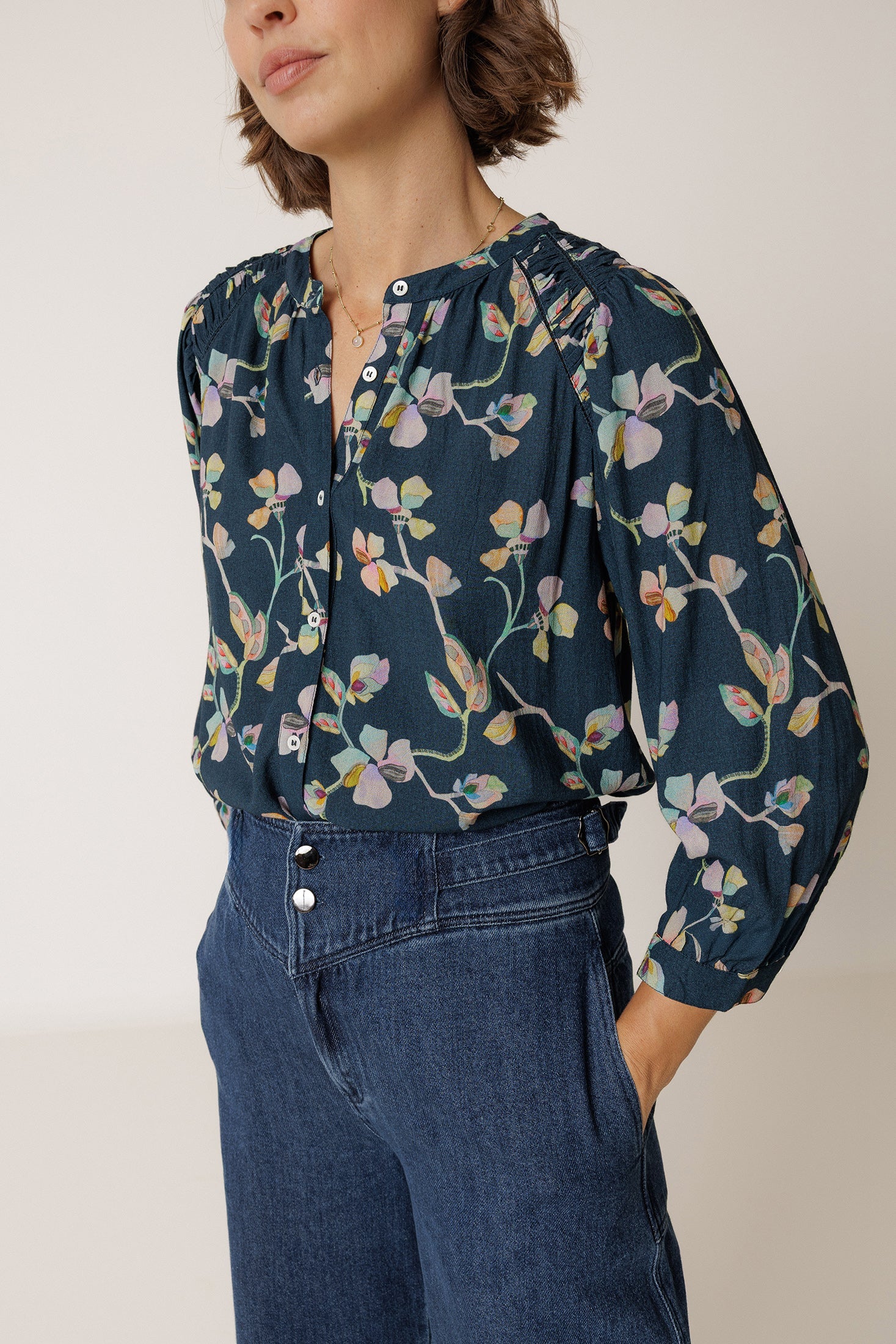 Indi & Cold - Ruched-Detail Blouse -