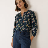 Indi & Cold - Ruched-Detail Blouse - Marine