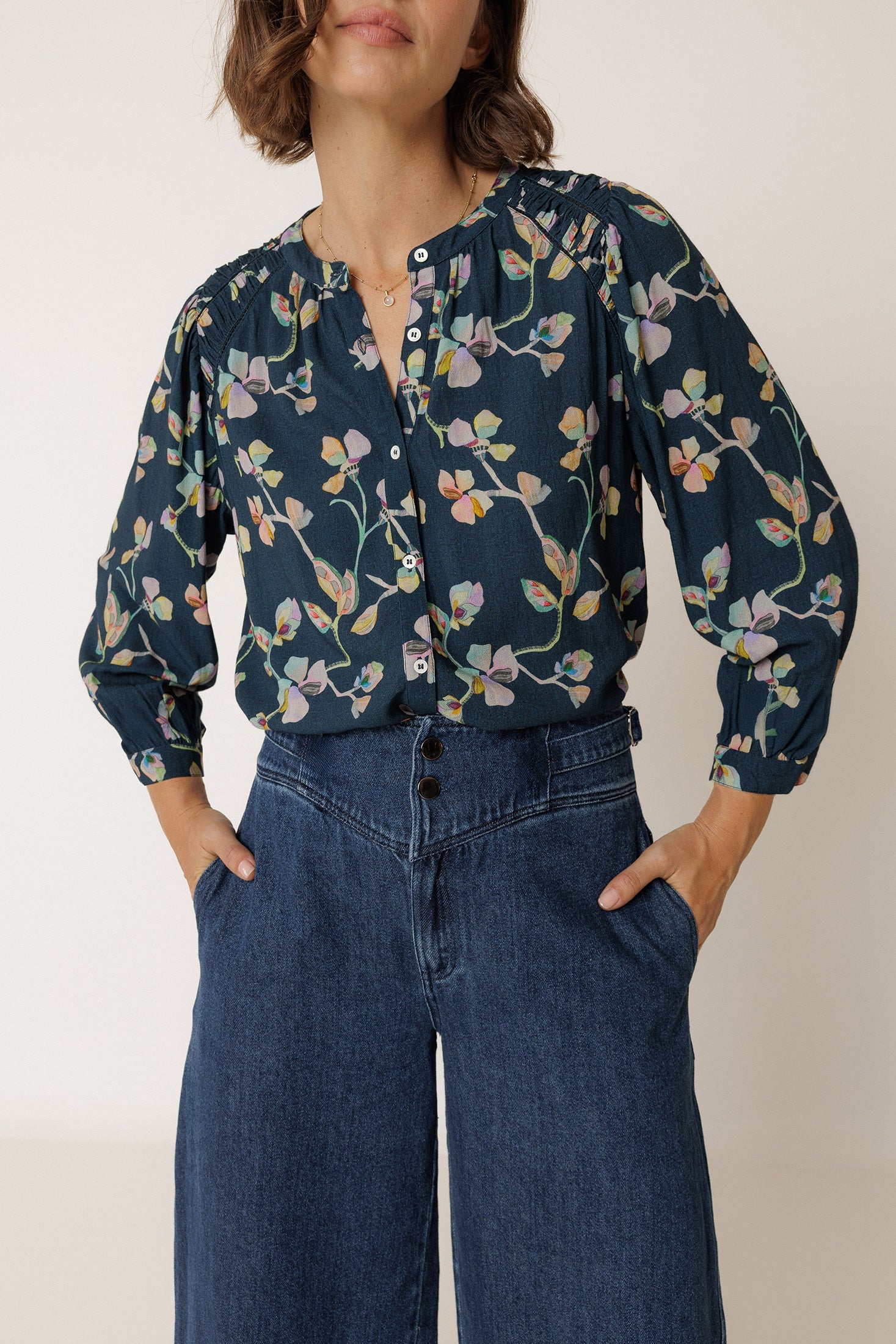 Indi & Cold - Ruched-Detail Blouse -