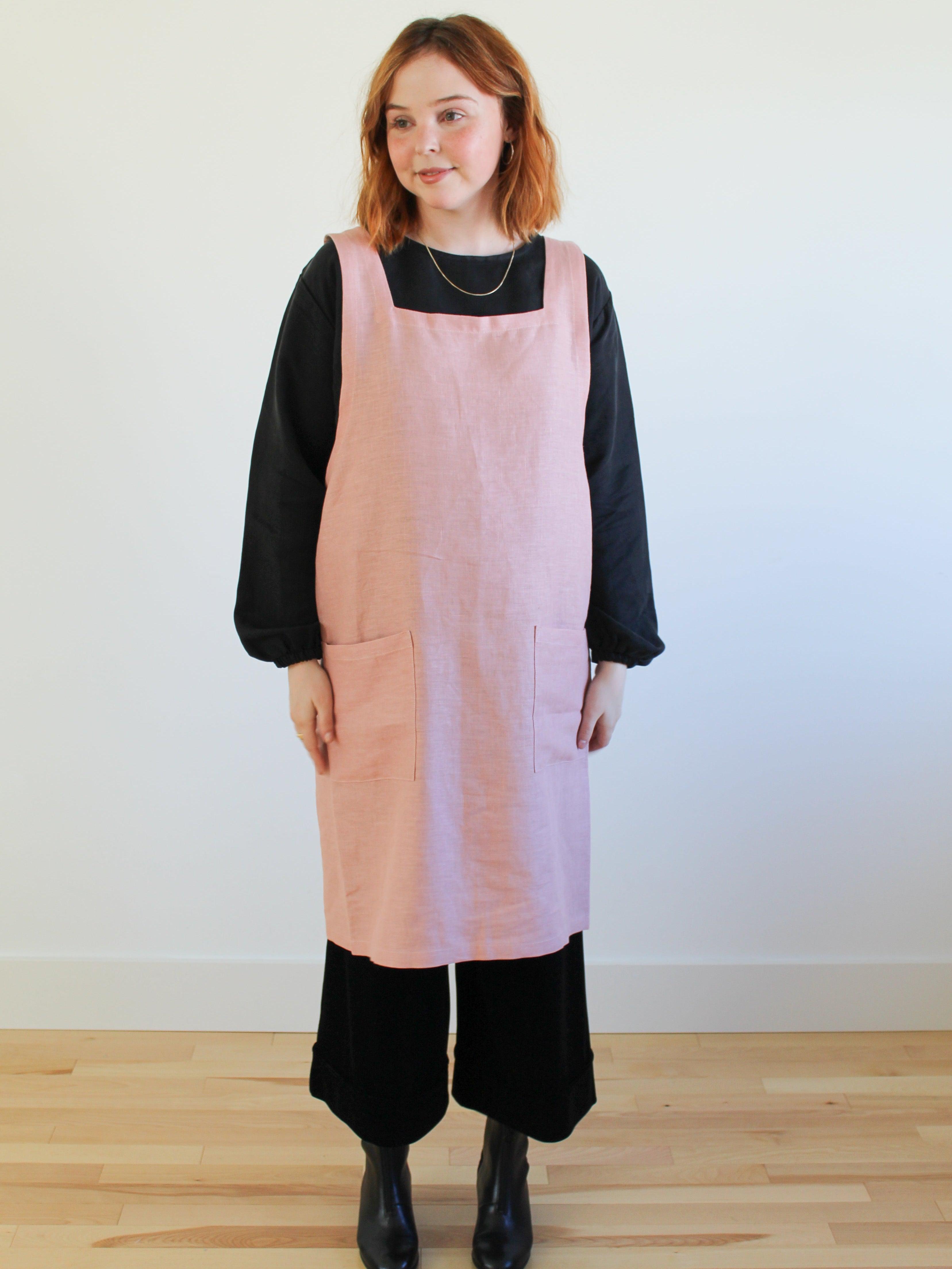 Sattva by Sarah - Cross Back Linen Apron - Pink