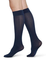 Freja Bio Wool Knee-Highs Navy-Swedish Stockings-Sattva Boutique