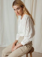 Cotton Embroidered Blouse-Indi & Cold-Sattva Boutique